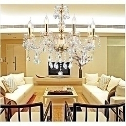 Designer Touch Decorative Chandelier 6 Lights Golden Vintage in Crystal Feature