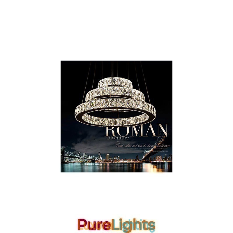 Designer Touch Decorative Pendant Light Modern Lighting Warm White Three Rings D204060 Transparent K9 Large Crystal Ceiling Lights