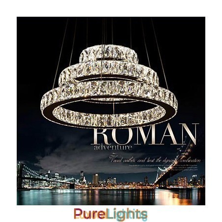 Designer Touch Decorative Pendant Light Modern Lighting Warm White Three Rings D204060 Transparent K9 Large Crystal Ceiling Lights