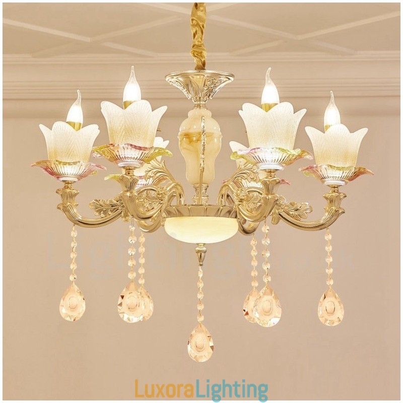 Designer Touch Decorative 6 Light Traditional Classic Integrated Metal Chandelier