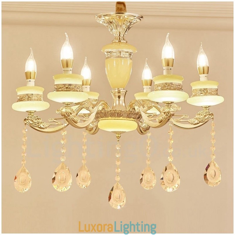 Designer Touch Decorative 6 Light Traditional Classic Integrated Metal Luxury Chandelier