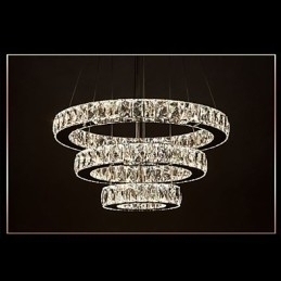 Designer Touch Decorative Pendant Light Modern Lighting Warm White Three Rings D204060 Transparent K9 Large Crystal Ceiling Lights