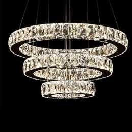 Designer Touch Decorative Pendant Light Modern Lighting Warm White Three Rings D204060 Transparent K9 Large Crystal Ceiling Lights