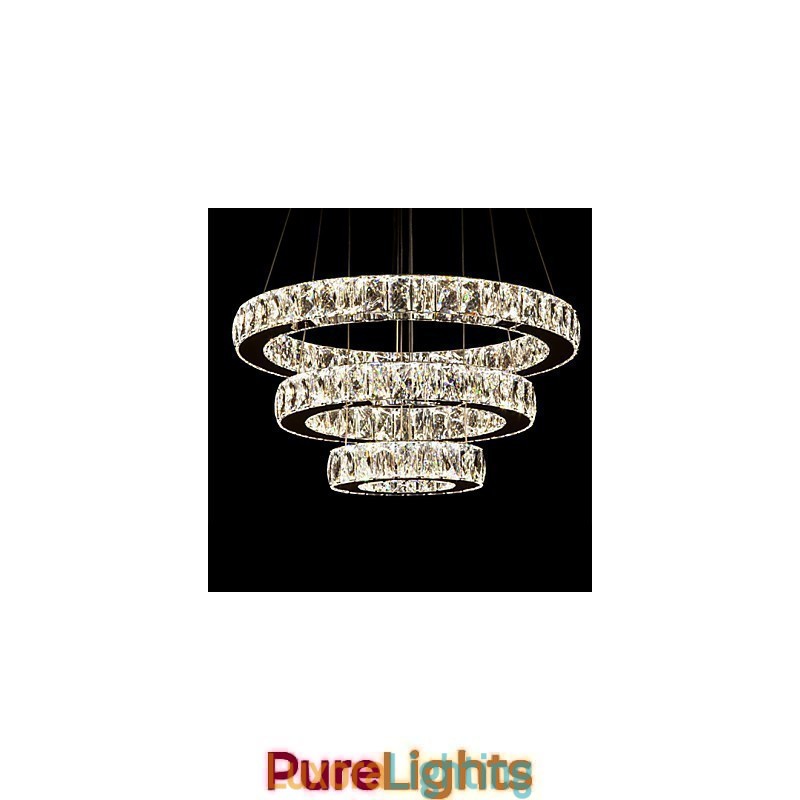 Designer Touch Decorative Pendant Light Modern Lighting Warm White Three Rings D204060 Transparent K9 Large Crystal Ceiling Lights