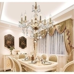 Designer Touch Decorative Chandelier 6 Lights Golden Vintage in Crystal Feature