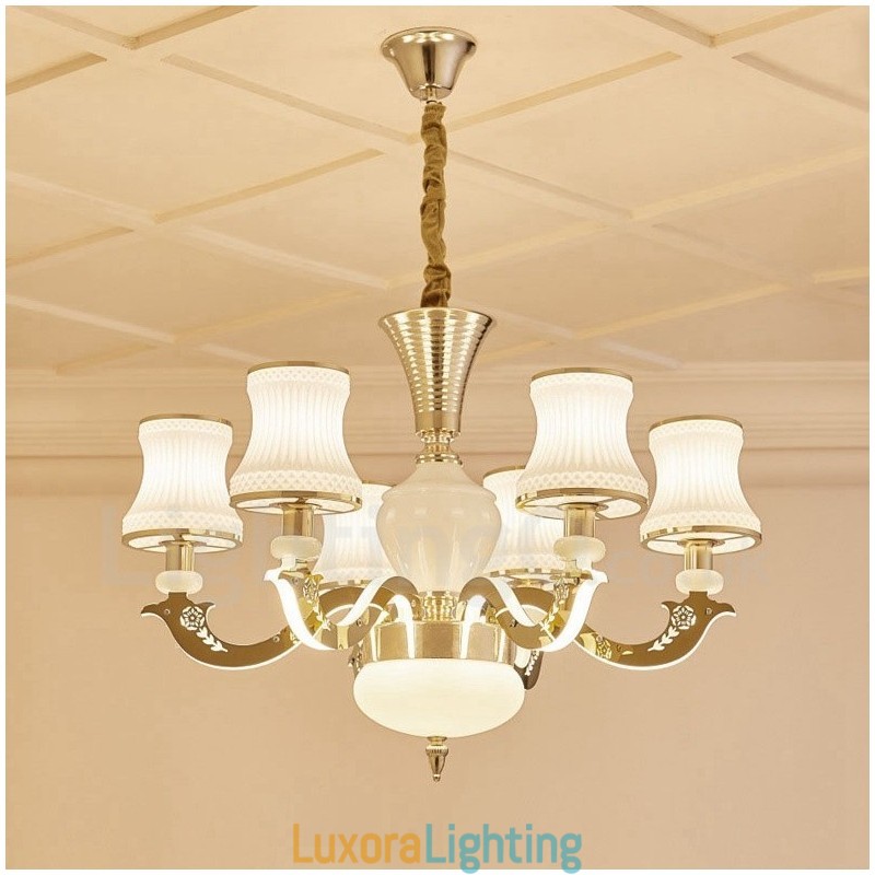Designer Touch Decorative 6 Light Traditional Classic Integrated Metal Luxury Candle Chandelier