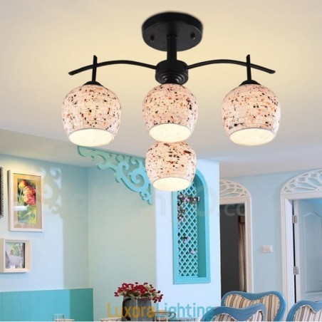 Designer Touch Decorative 4 Light Mediterranean Style Integrated Chandelier with Glass Shade