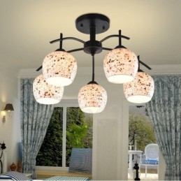 Designer Touch Decorative 5 Light Mediterranean Style Integrated Chandelier with Glass Shade