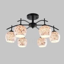 Designer Touch Decorative 6 Light Mediterranean Style Integrated Chandelier with Glass Shade