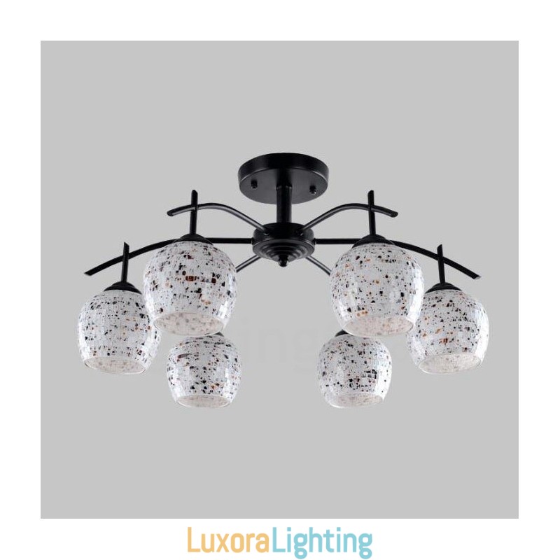 Designer Touch Decorative 6 Light Mediterranean Style Integrated Chandelier with Glass Shade