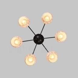 Designer Touch Decorative 6 Light Mediterranean Style Integrated Chandelier with Glass Shade