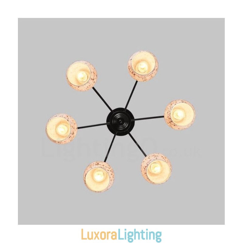 Designer Touch Decorative 6 Light Mediterranean Style Integrated Chandelier with Glass Shade