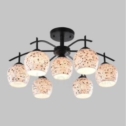 Designer Touch Decorative 7 Light Mediterranean Style Integrated Chandelier with Glass Shade