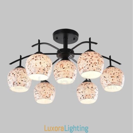 Designer Touch Decorative 7 Light Mediterranean Style Integrated Chandelier with Glass Shade
