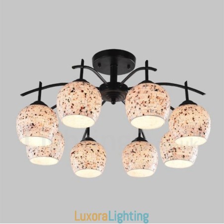 Designer Touch Decorative 8 Light Mediterranean Style Integrated Chandelier with Glass Shade