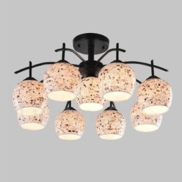 Designer Touch Decorative 9 Light Mediterranean Style Integrated Chandelier with Glass Shade