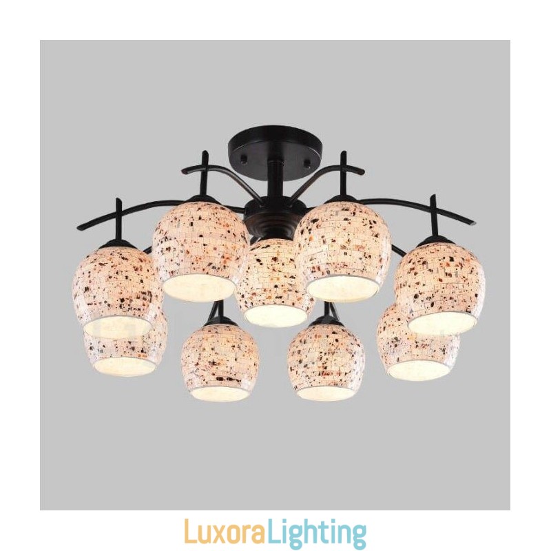Designer Touch Decorative 9 Light Mediterranean Style Integrated Chandelier with Glass Shade