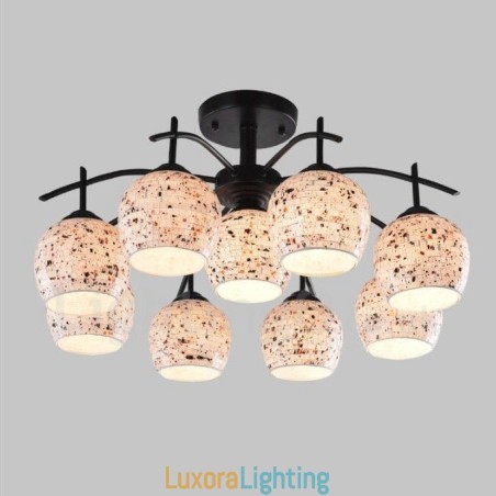 Designer Touch Decorative 9 Light Mediterranean Style Integrated Chandelier with Glass Shade