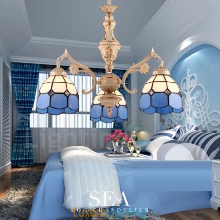 Designer Touch Decorative 3 Light Mediterranean Style Integrated Metal Chandelier with Glass Shade