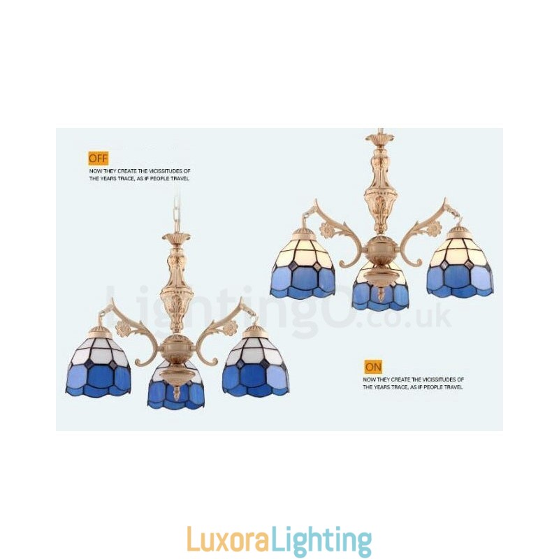 Designer Touch Decorative 3 Light Mediterranean Style Integrated Metal Chandelier with Glass Shade