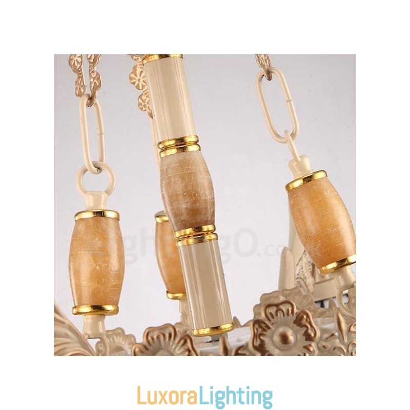 Designer Touch Decorative 5 Light Mediterranean Style Integrated Metal Chandelier with Glass Shade