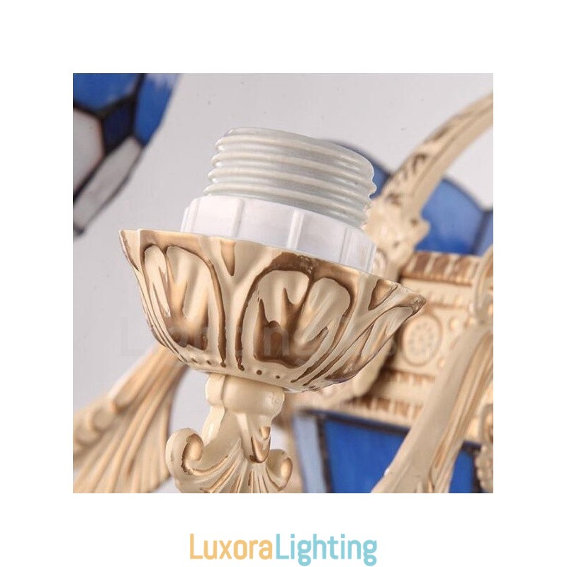 Designer Touch Decorative 9 Light Mediterranean Style Integrated Metal Chandelier with Glass Shade