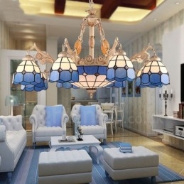 Designer Touch Decorative 11 Light Mediterranean Style Integrated Metal Chandelier with Glass Shade