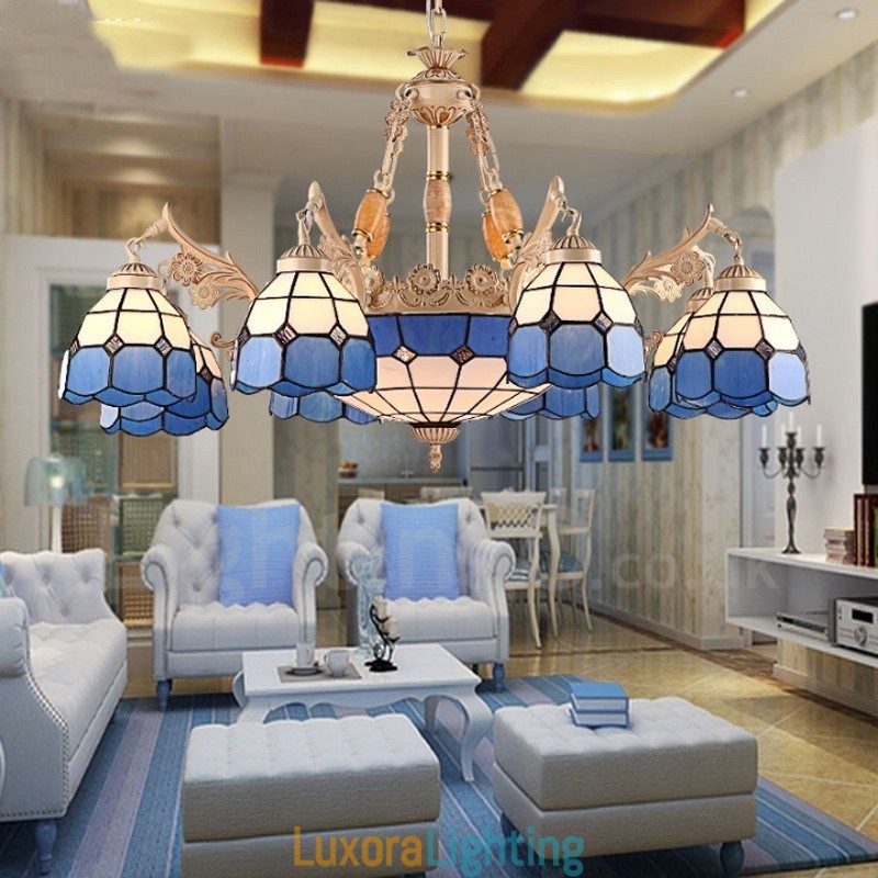 Designer Touch Decorative 11 Light Mediterranean Style Integrated Metal Chandelier with Glass Shade