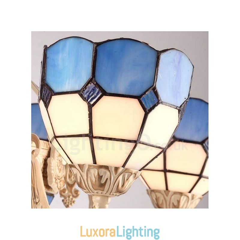 Designer Touch Decorative 11 Light Mediterranean Style Integrated Metal Chandelier with Glass Shade