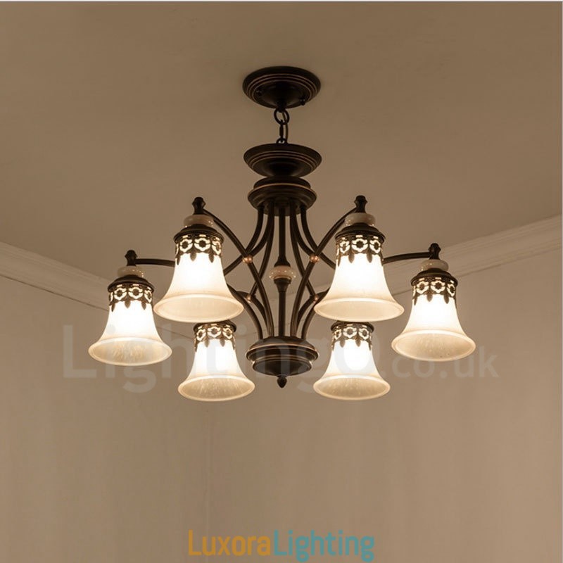 Designer Touch Decorative 6 Light Traditional Classic Integrated Metal Chandelier