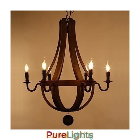 Designer Touch Decorative Vintage Amercian Rustic Wooden Pendant Winerel Chandelier Lamp Liviing and Lamp