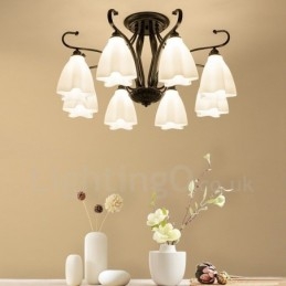 Designer Touch Decorative 8 Light Rustic Lodge Integrated Chandelier