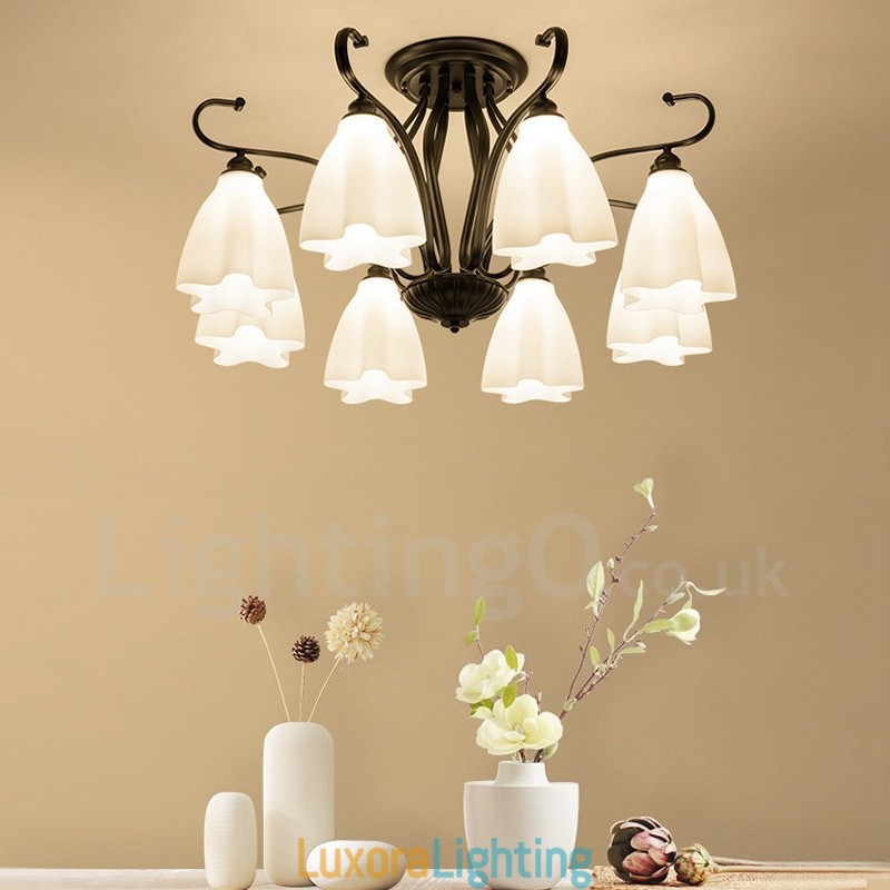Designer Touch Decorative 8 Light Rustic Lodge Integrated Chandelier