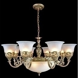 Designer Touch Decorative Bronze Chandelier Eleven Lights Moire Glass European Retro Classic