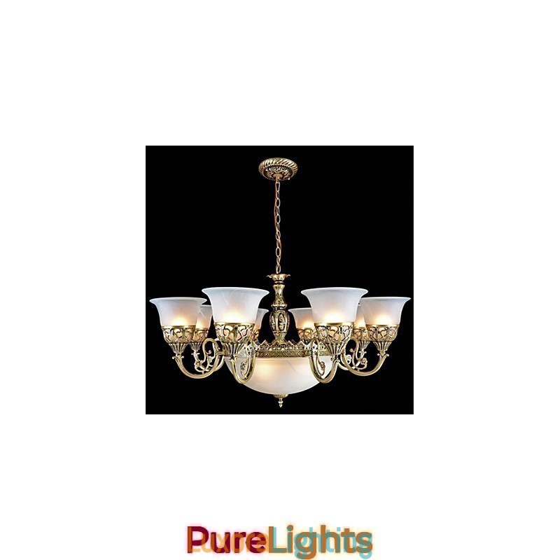 Designer Touch Decorative Bronze Chandelier Eleven Lights Moire Glass European Retro Classic