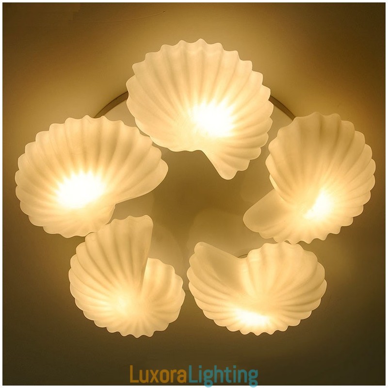 Designer Touch Decorative Conch 5 Light Traditional Classic Integrated Chandelier with Glass Shade