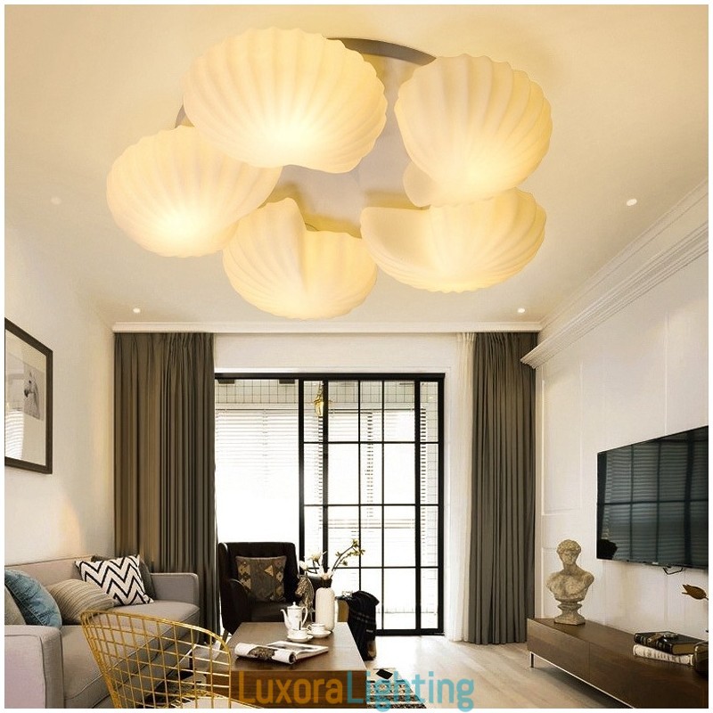 Designer Touch Decorative Conch 5 Light Traditional Classic Integrated Chandelier with Glass Shade