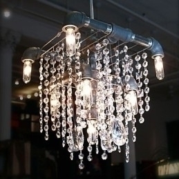Designer Touch Decorative North American Style Characteristic Crystal 9 Light Chandelier In Pipe Design