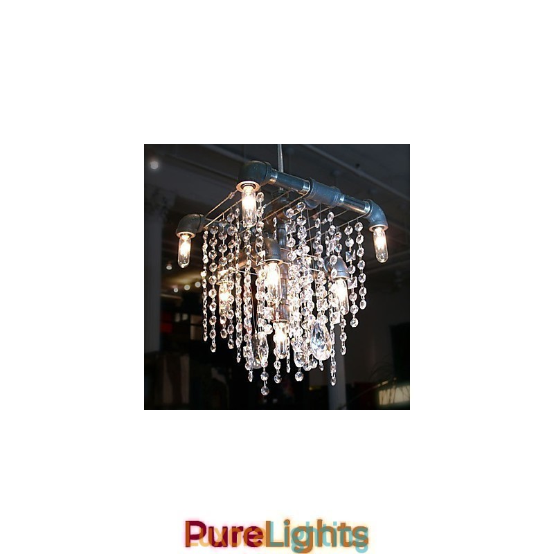Designer Touch Decorative North American Style Characteristic Crystal 9 Light Chandelier In Pipe Design