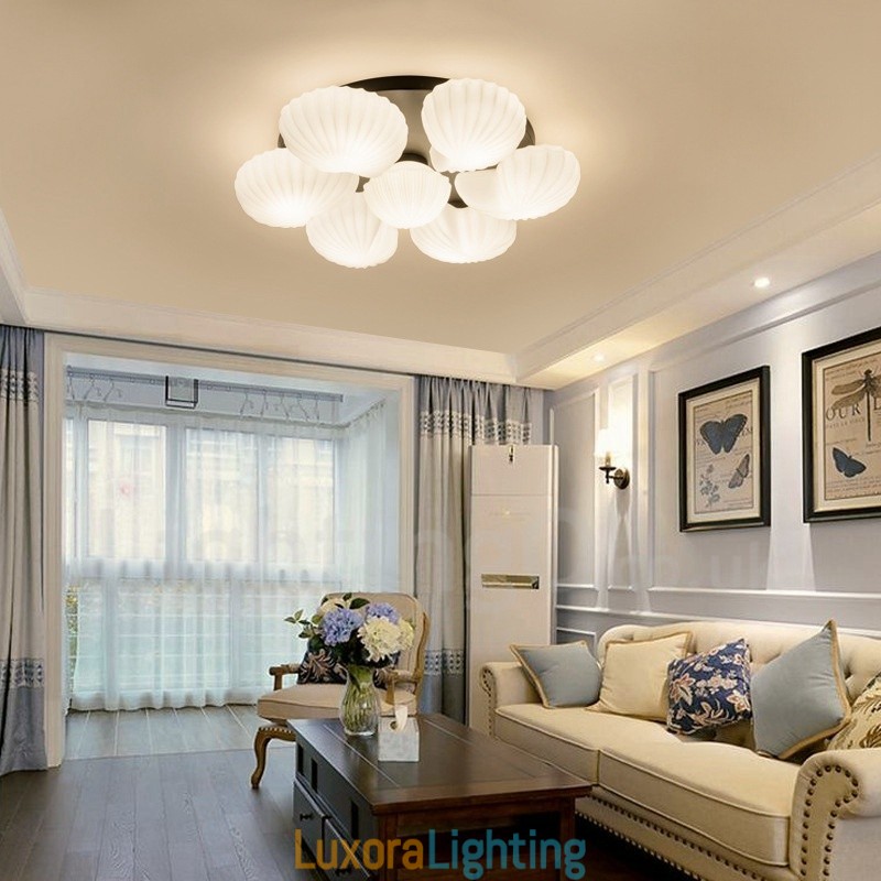 Designer Touch Decorative 7 Light Traditional Classic Integrated Chandelier with Glass Shade