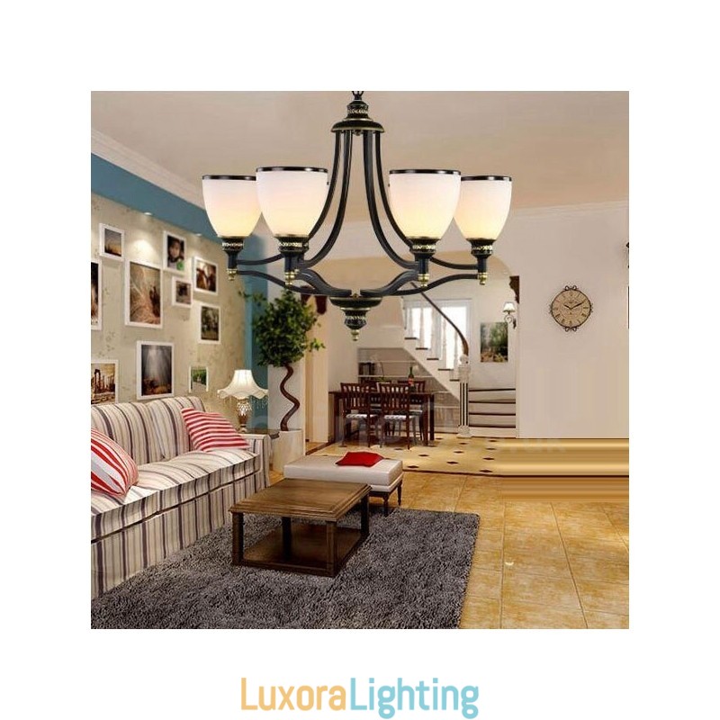 Designer Touch Decorative 6 Light Rustic Lodge Integrated Metal Chandelier