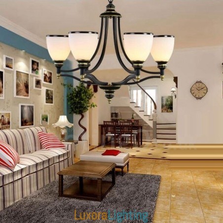 Designer Touch Decorative 6 Light Rustic Lodge Integrated Metal Chandelier