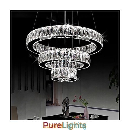 Designer Touch Decorative Crystal Pendant Light Modern Lighting Three Rings D204060 K9 Large Crystal Ceiling Lights Fixtures