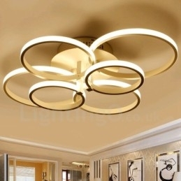 Designer Touch Decorative 6 Light Modern Contemporary Integrated Metal Flush Mount Light