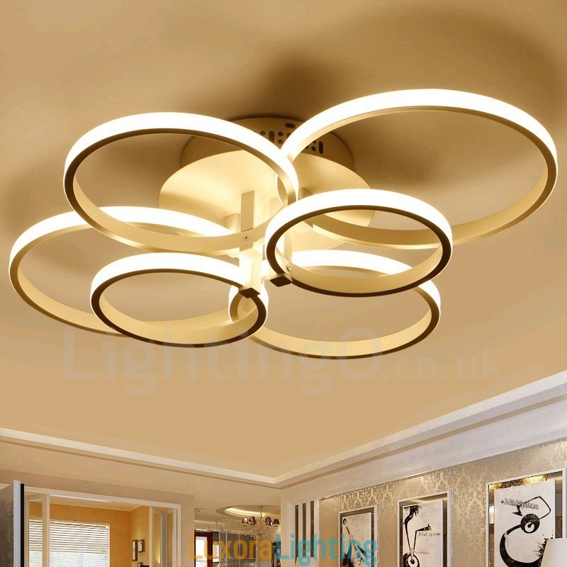Designer Touch Decorative 6 Light Modern Contemporary Integrated Metal Flush Mount Light