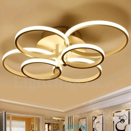 Designer Touch Decorative 6 Light Modern Contemporary Integrated Metal Flush Mount Light