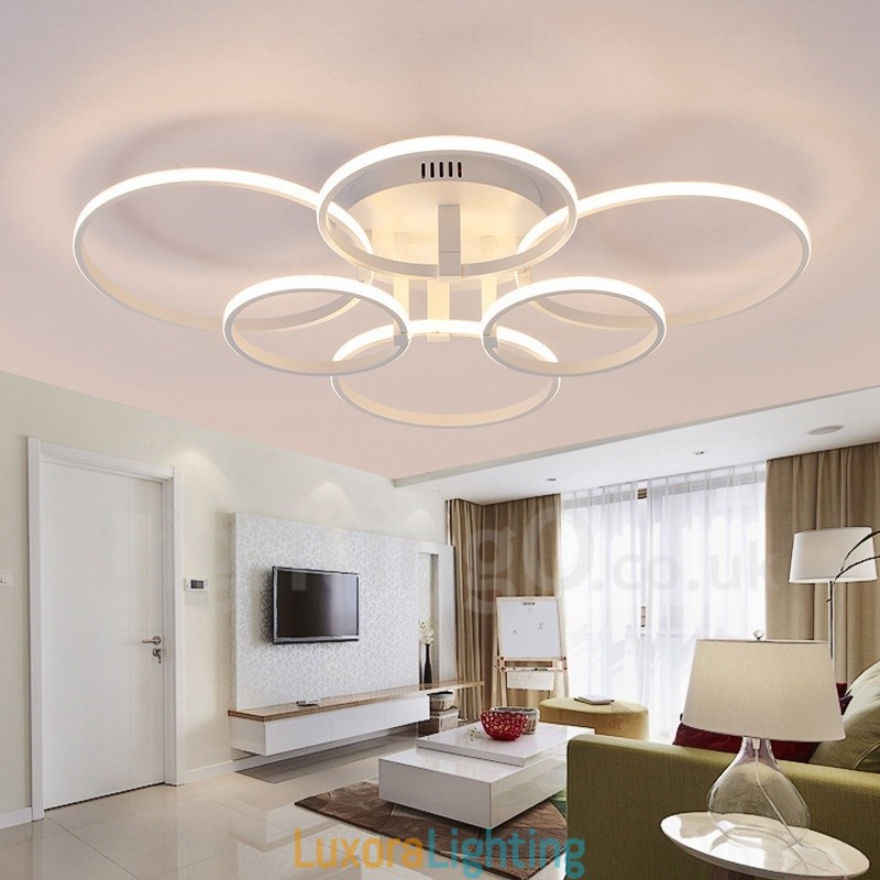 Designer Touch Decorative 6 Light Modern Contemporary Integrated Metal Flush Mount Light
