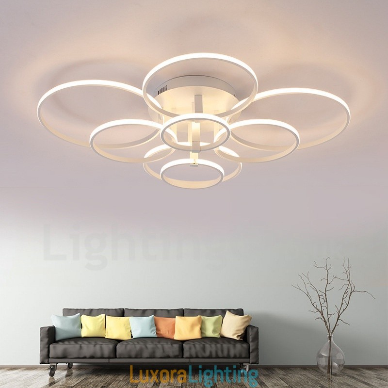 Designer Touch Decorative 8 Light Modern Contemporary Integrated Metal Flush Mount Light