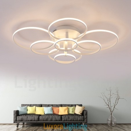 Designer Touch Decorative 8 Light Modern Contemporary Integrated Metal Flush Mount Light