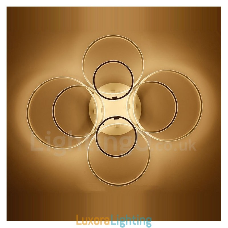 Designer Touch Decorative 8 Light Modern Contemporary Integrated Metal Flush Mount Light